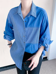 Colorblock Stripe Denim Top