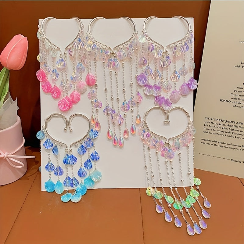 Mermaid Princess Tassel Ear Cuff Earrings for Girls