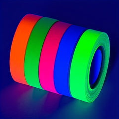 6 Pcs UV Blacklight Reactive Neon Gaffer Cloth Tape 6 Colors 0.59inch 16ft
