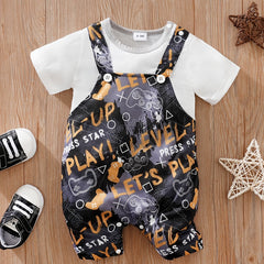 Newborn Infant Letter Print Romper Short Sleeve Jumpsuit