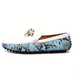Men's Reptile Effect Loafer Shoes with Metallic Decor