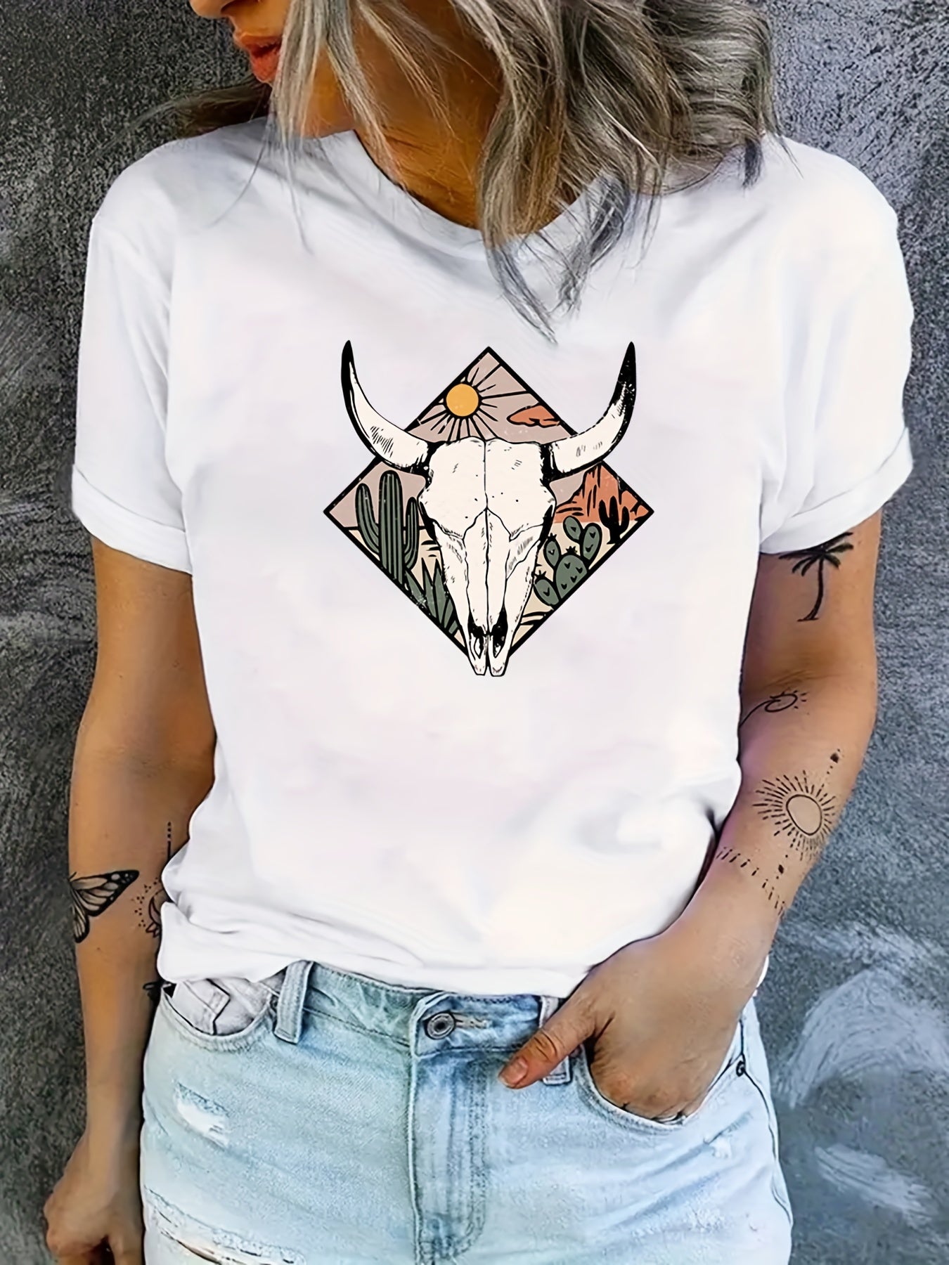 Women's Graphic Tee Crew Neck Casual Sports T-shirt