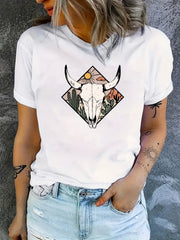Women's Graphic Tee Crew Neck Casual Sports T-shirt