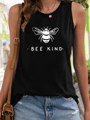 Bee & Letter Print Sleeveless Sports Vest Women's Activewear