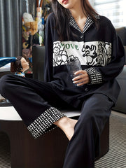 Cartoon Print Lounge Set Long Sleeve Top & Pants