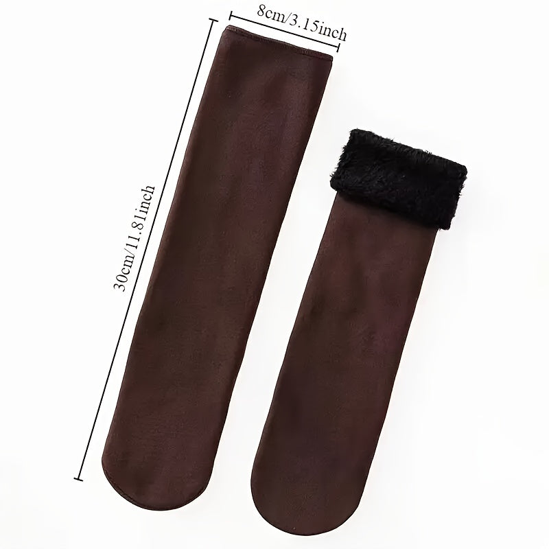 Plush Lined Crew Socks Unisex Warm Hosiery