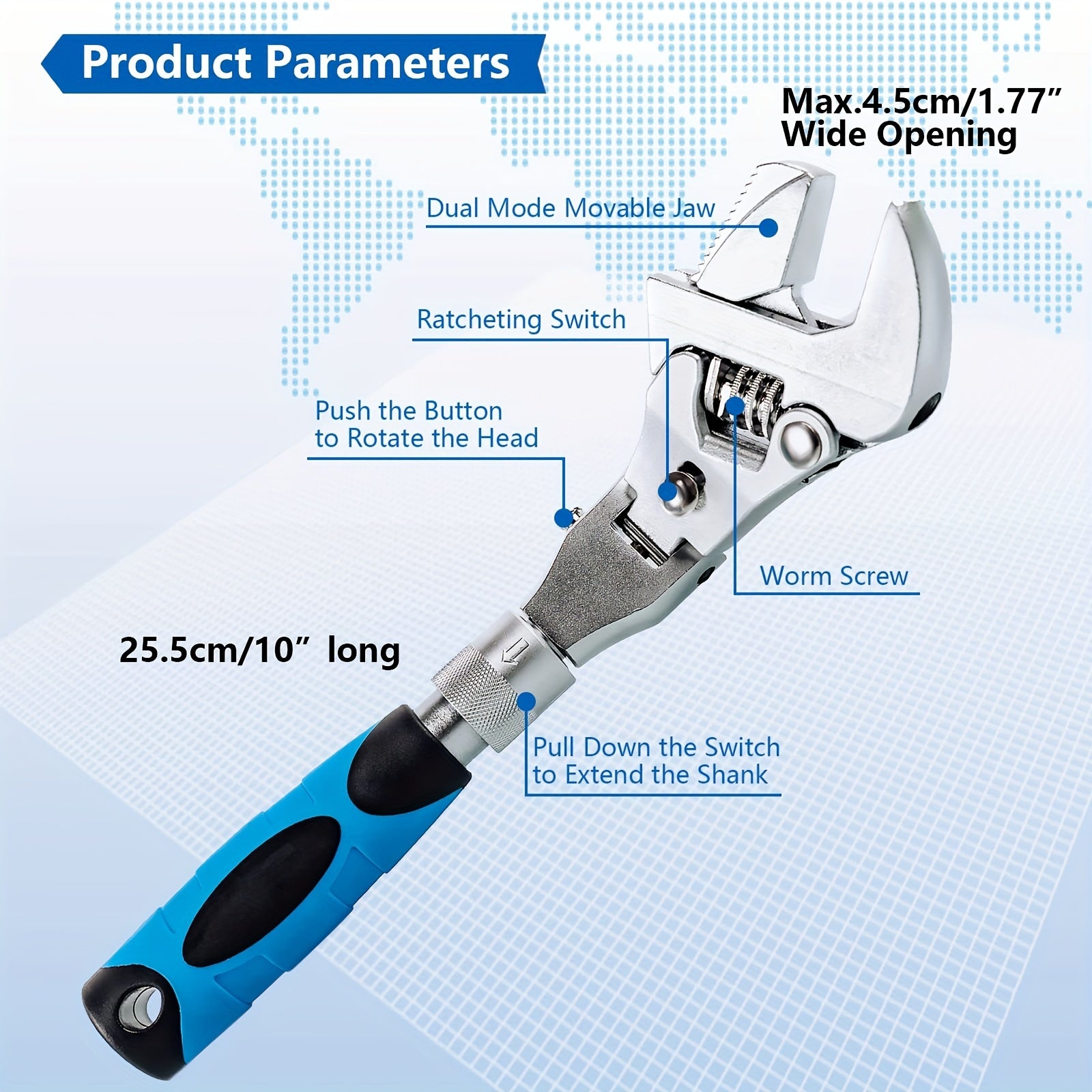 Adjustable Ratcheting Wrench 180 Degree Folding 5-in-1 Torque Wrench