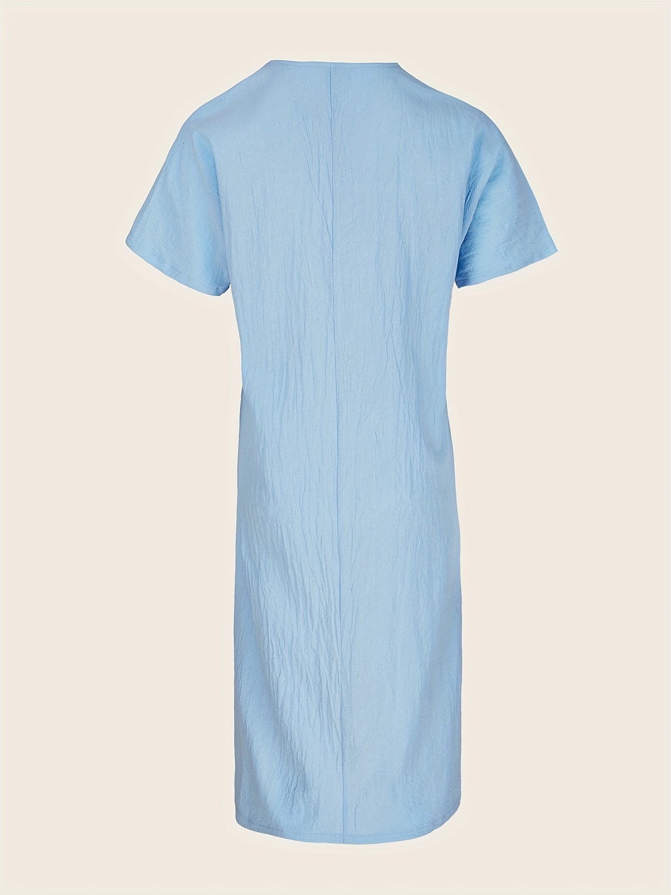 Versatile V Neck Maxi Dress Short Sleeve
