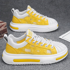 Men's Chunky Lace-Up Sneakers Ripped Shoes