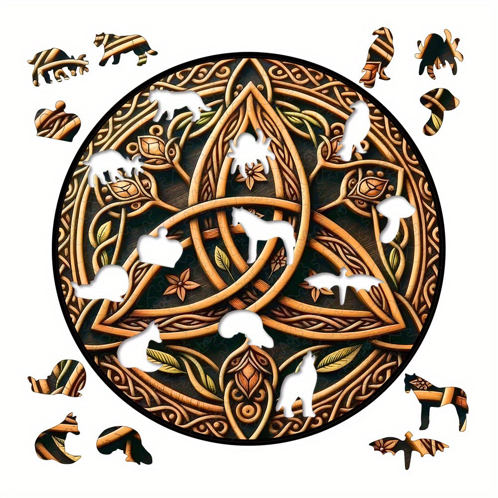 Vintage Art Wooden Puzzle Celtic Knot Stress Relief Activity Festive Gift
