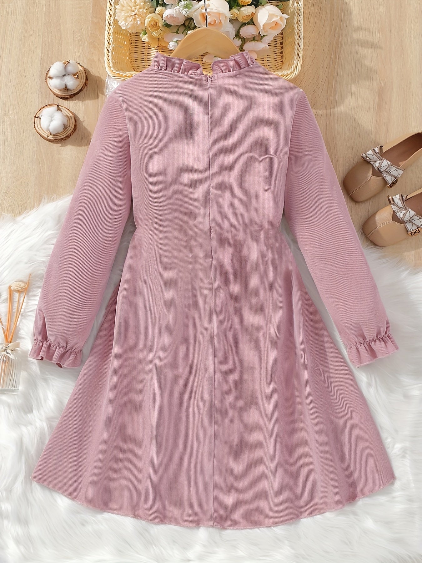 Embroidered Ruffle Collar Dress for Girls - Vacation Ready