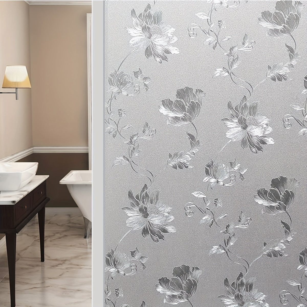 Hibiscus Flower Glass Window Film Privacy Heat Control Decorative