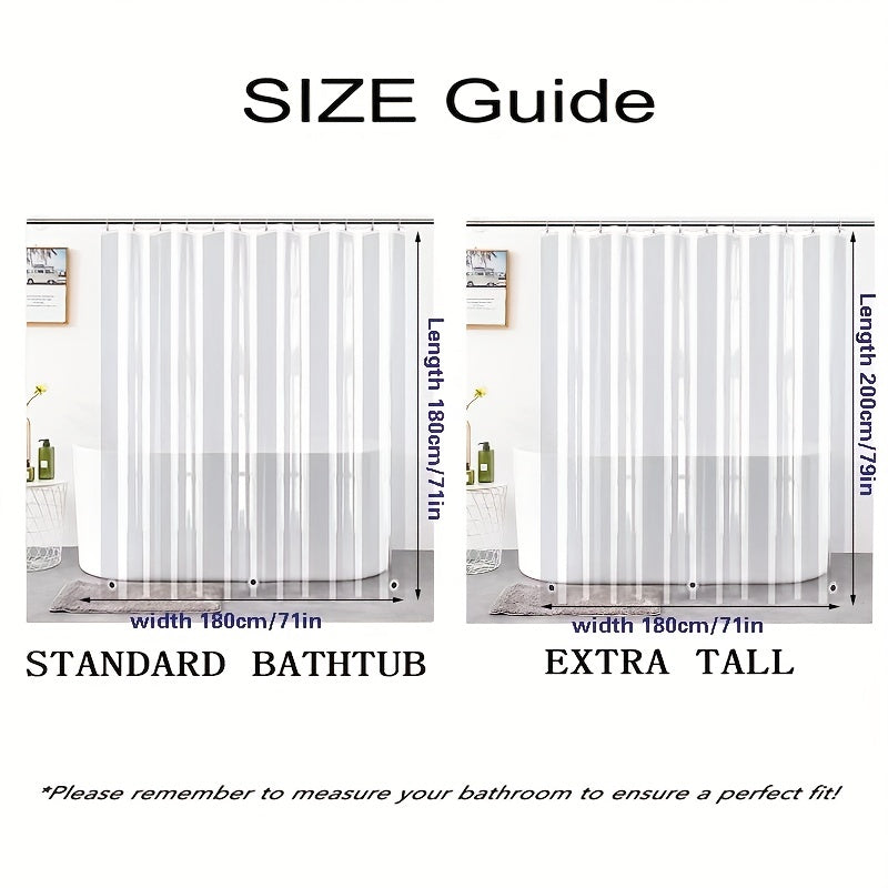 1pc Transparent Shower Curtain With 3 Magnets Vertical Sense Of Heavy Waterproof