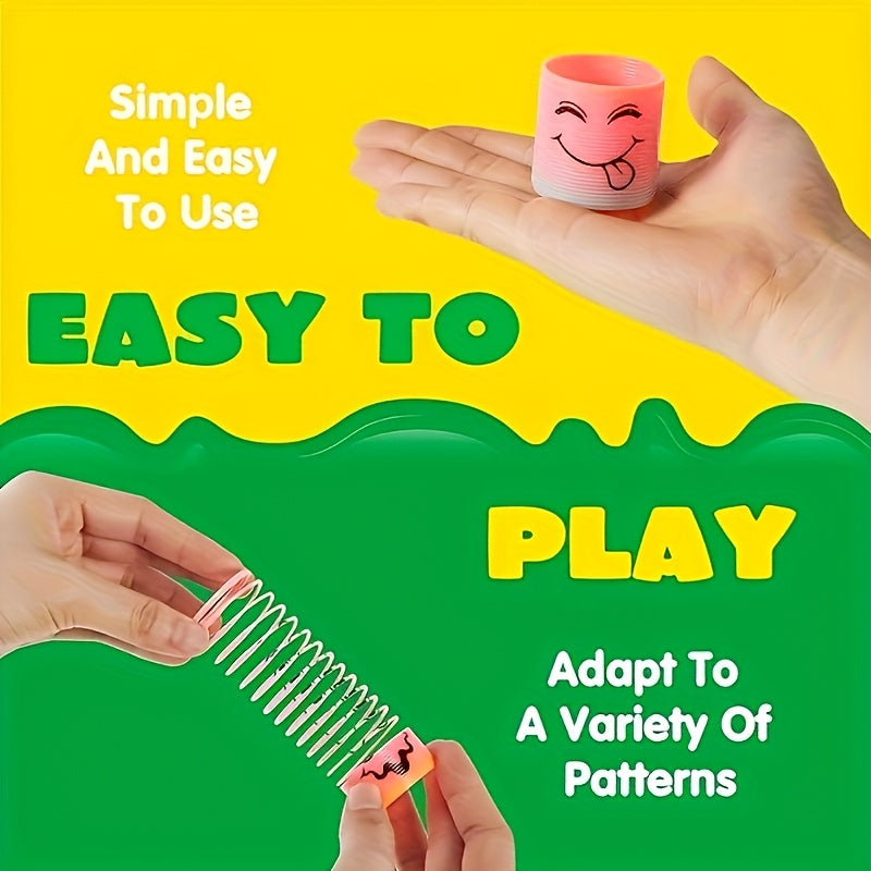 Colorful Mini Plastic Coil Spring Toy Bulk Pack - Stress Relief Spiral Springs