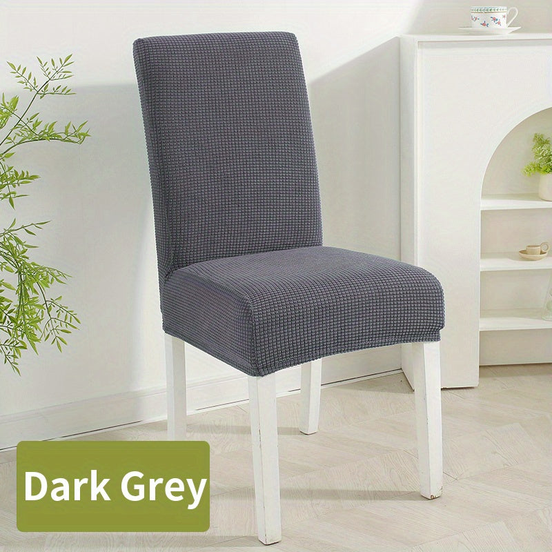 Stretch Chair Cover with Elastic Band Solid Jacquard Grid Pattern