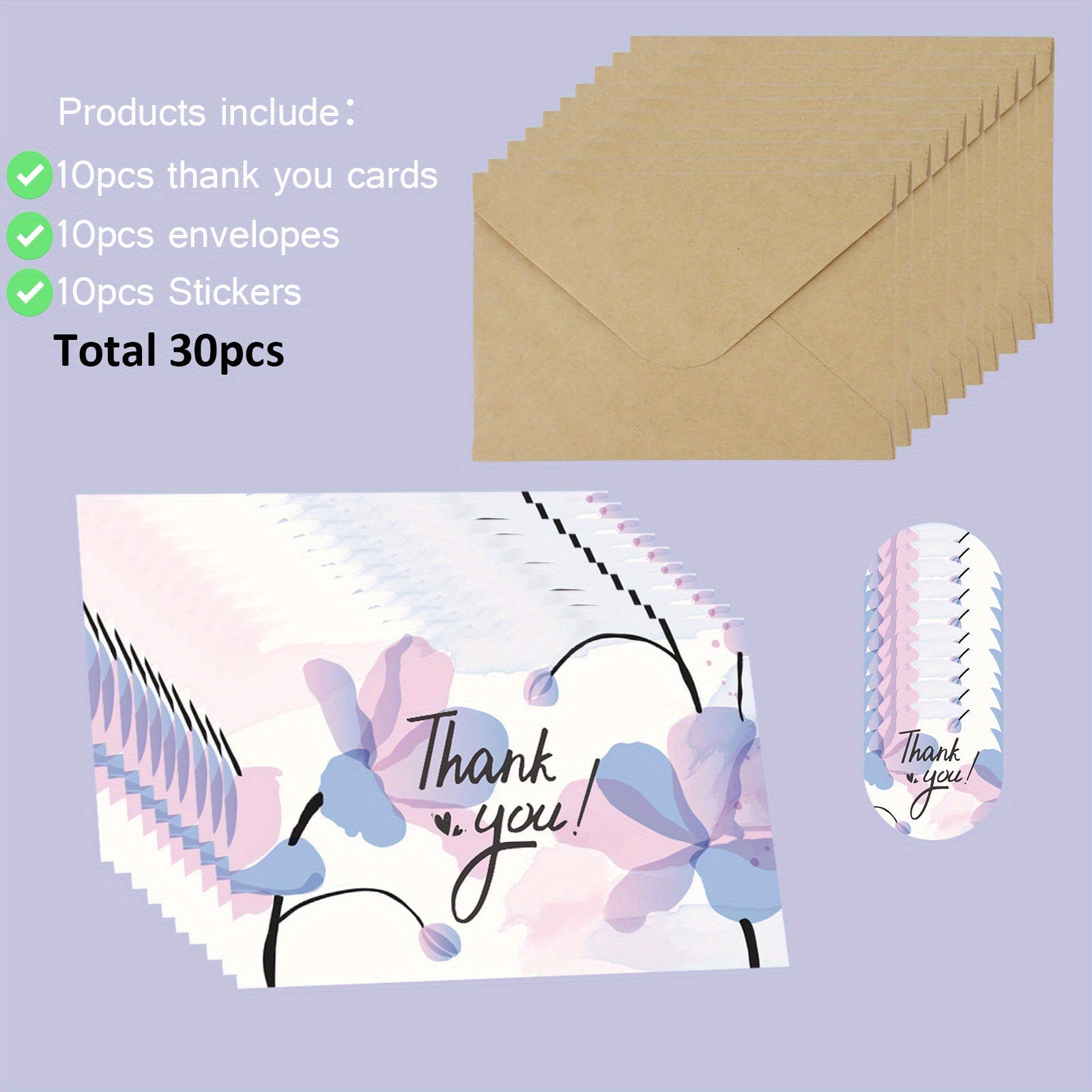 30pc Thank You Cards Set - Express Gratitude to Loved Ones