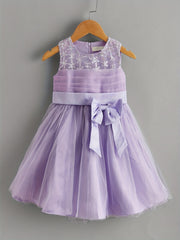 Toddler Girls Sleeveless Sequin Flowers Bow Front Mesh Princess Dress