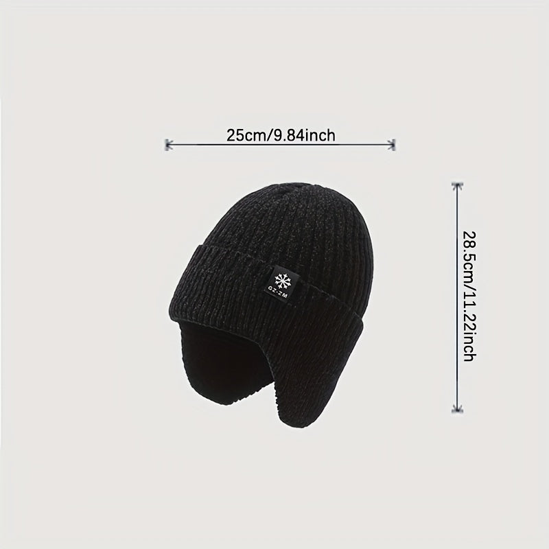 Winter Knitted Beanie Hat for Old Man Dad Grandpa Thickened Ear Protection