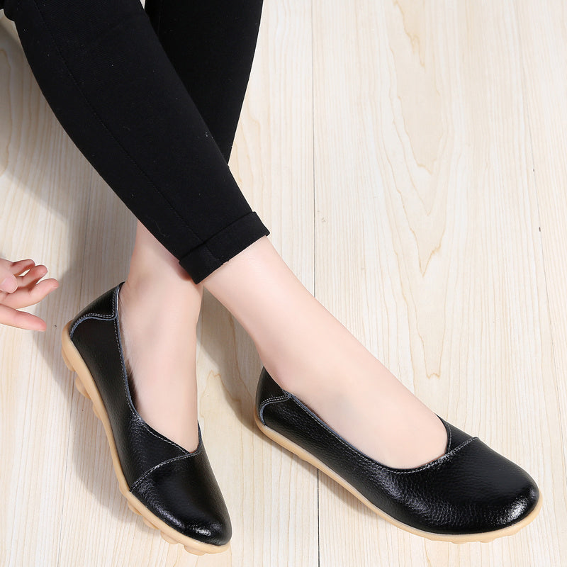 Women's Solid Flat Loafers Lightweight Round Toe Soft sole Non slip Shoes