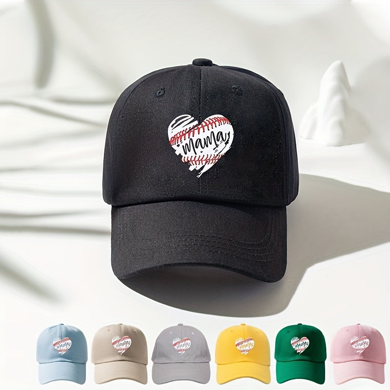 Heart MAMA Baseball Cap Distressed Dad Hat For Women