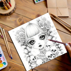 Adult Coloring Book Flower Bone Girl Coloring Book 20 Pages