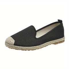 Women's Espadrille Flat Shoes Breathable Soft Sole Slip On Canvas Shoes