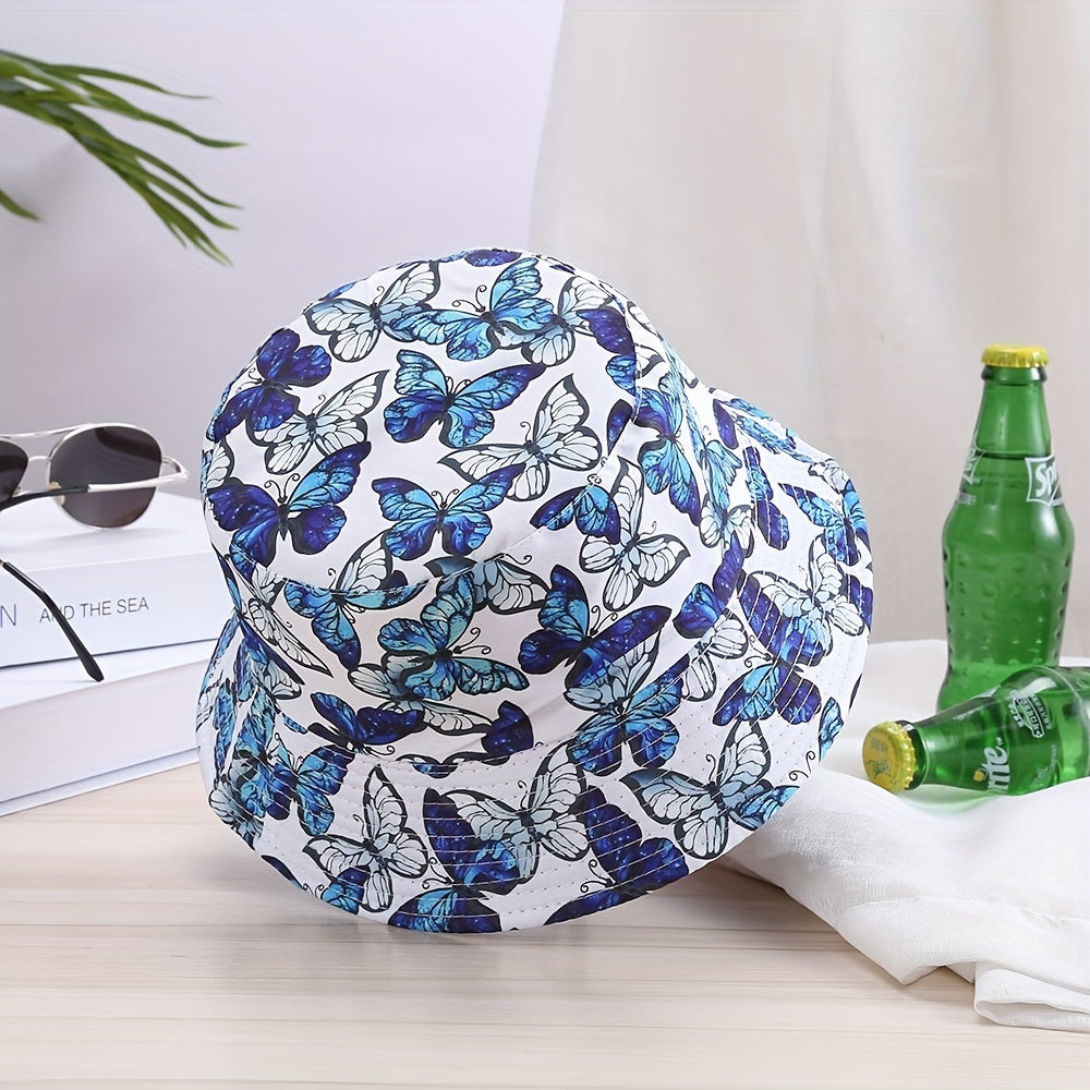 Butterfly Print Outdoor Bucket Hat Unisex Sunshade Hat