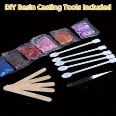 37PCS Resin Decoration Kit Golden Foil Mixing Stick Tweezers Craft Glitter