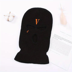 Letter V Embroidery Ski Mask Winter Balaclava Hat Neck Protection