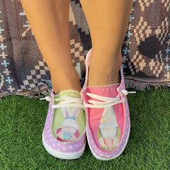 Pink Polka Dot Gnome Flat Skate Shoes for Women