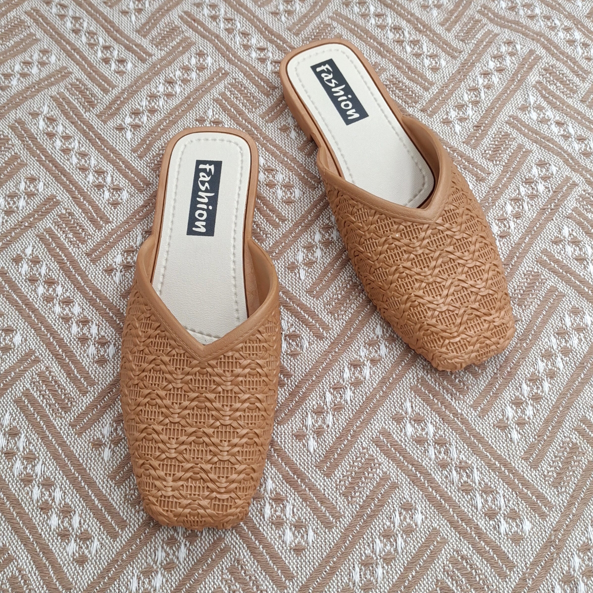 Women's Square Toe Flat Mules Slip On Shoes