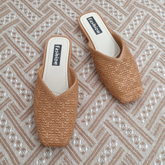 Women's Square Toe Flat Mules Slip On Shoes