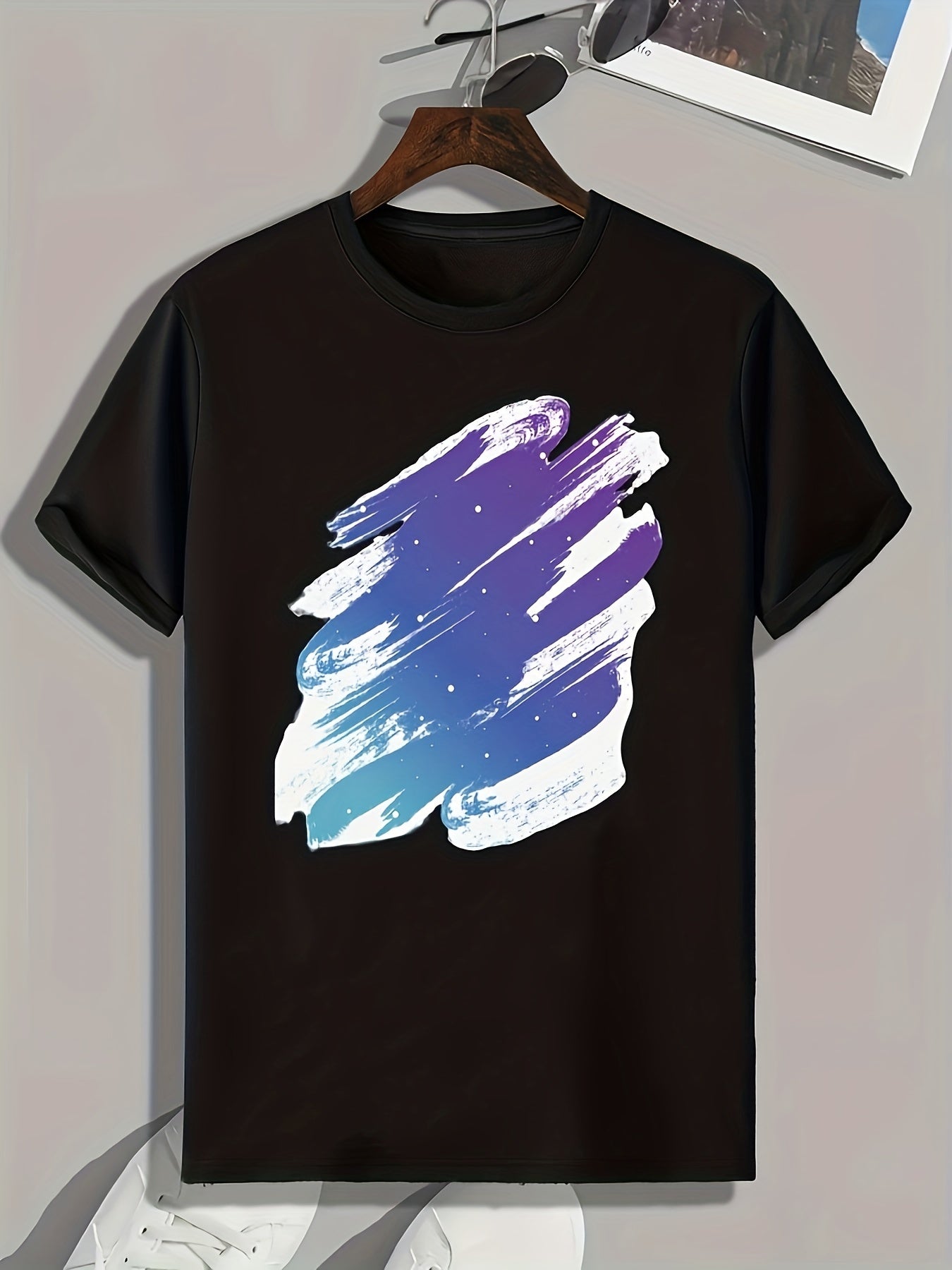 Colorful Stroke Print Men's Graphic T shirt for Summer