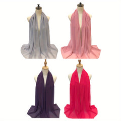 4pcs Chiffon Hijab Solid Scarf Shawl Windproof Head Wrap Casual Turban