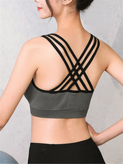 Stretchy Strappy Back Women's Sports Bra for Comfortable Workouts