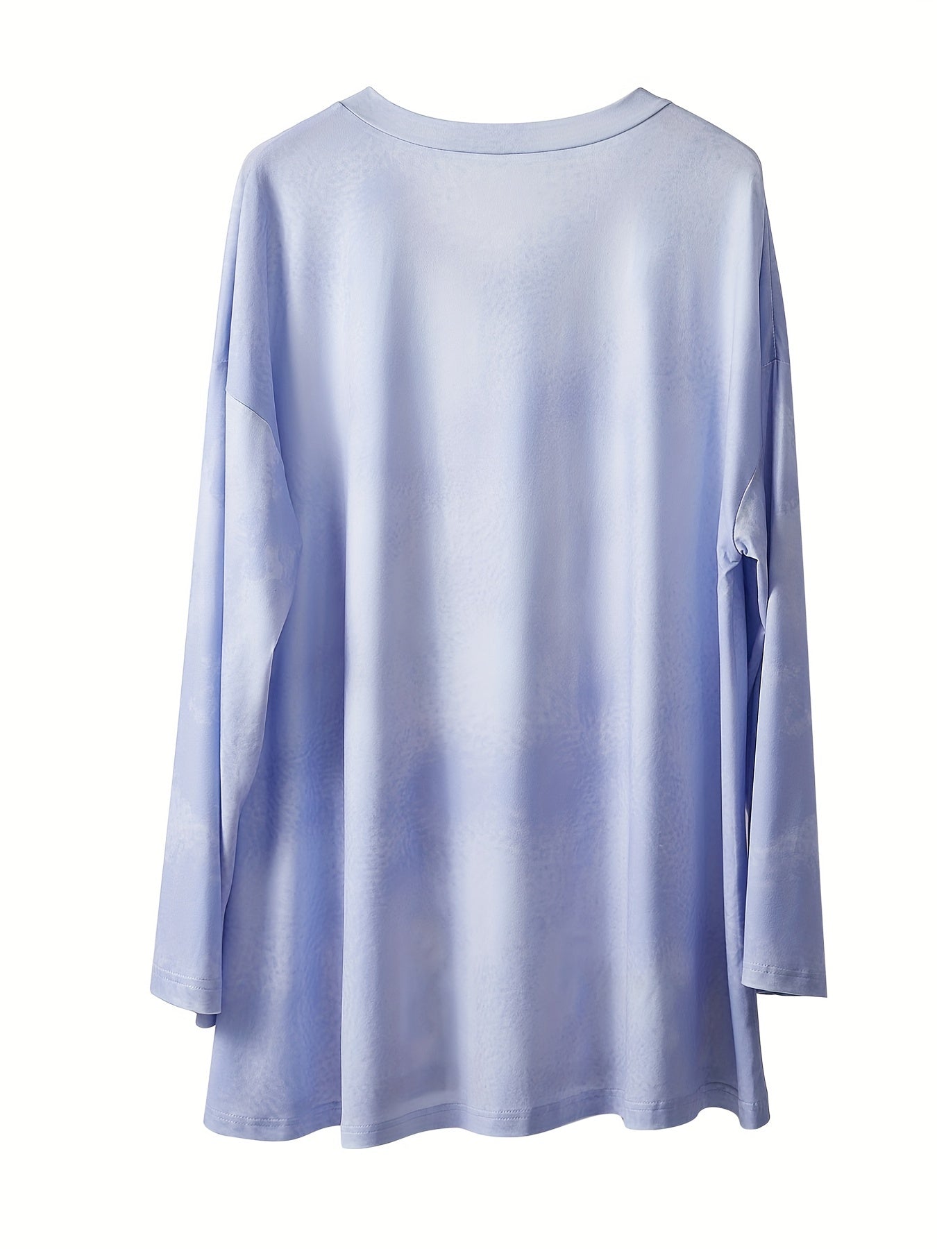Women's Plus Cat Print Long Sleeve V Neck Tee Dress