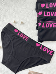 6pcs Letter Tape Briefs Stretchy Intimates Panties Women's Lingerie & Underwear