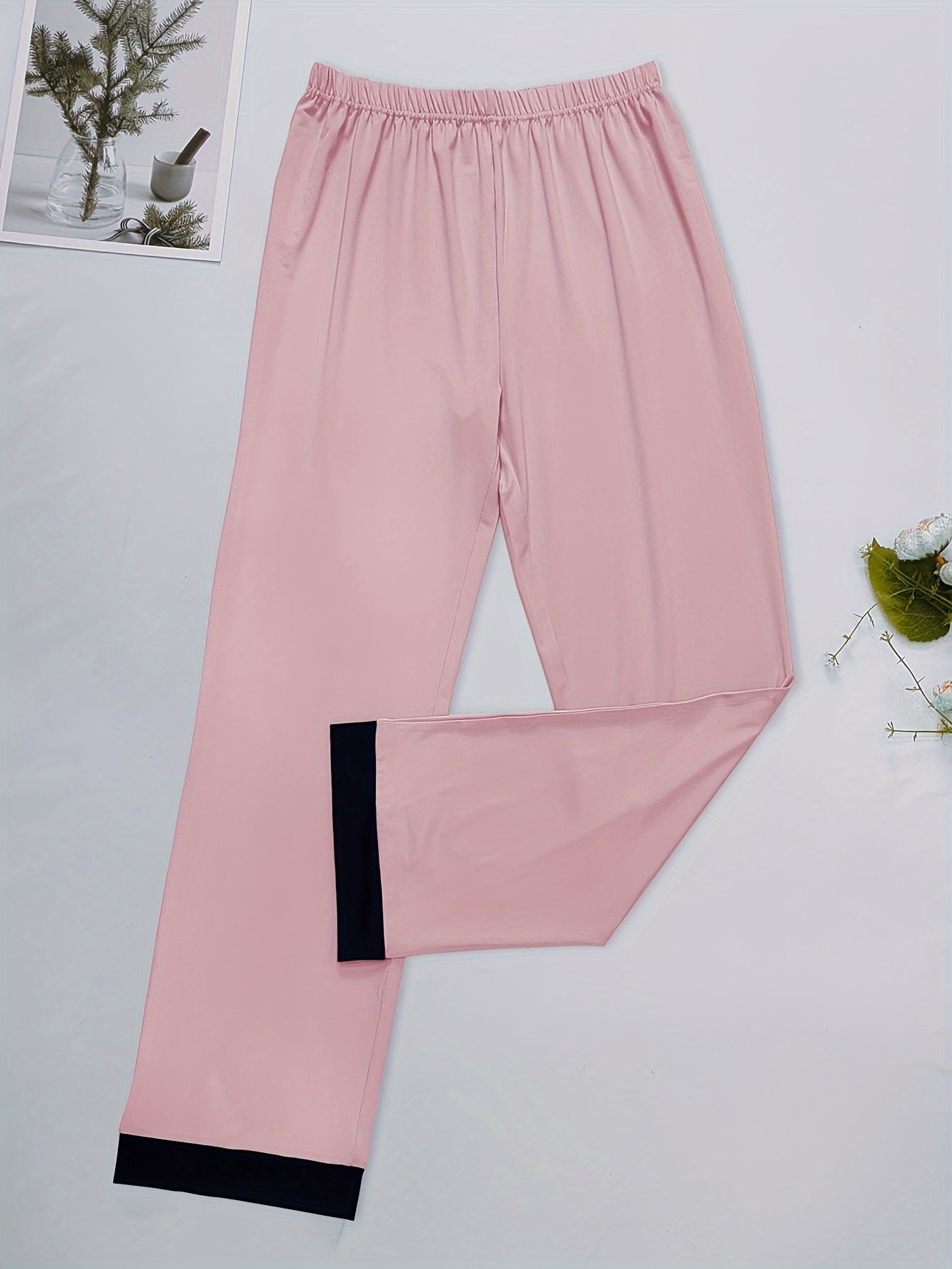 Colorblock Trim Sleep Bottoms Casual & Cozy Home Sleep Pants