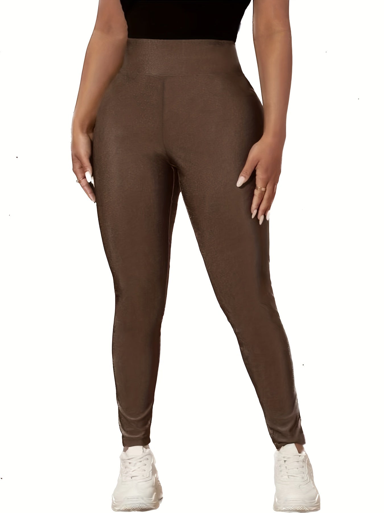 Basic Leggings Wide Waistband High Rise Slim Fit Leggin