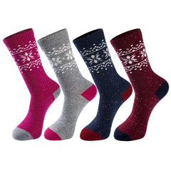 Snowflake Print Mid Tube Socks 2 Pairs Women's Stockings & Hosiery