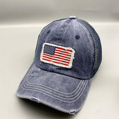 Retro Flag Embroidered Baseball Mesh Cap Unisex Sunscreen Breathable Hat