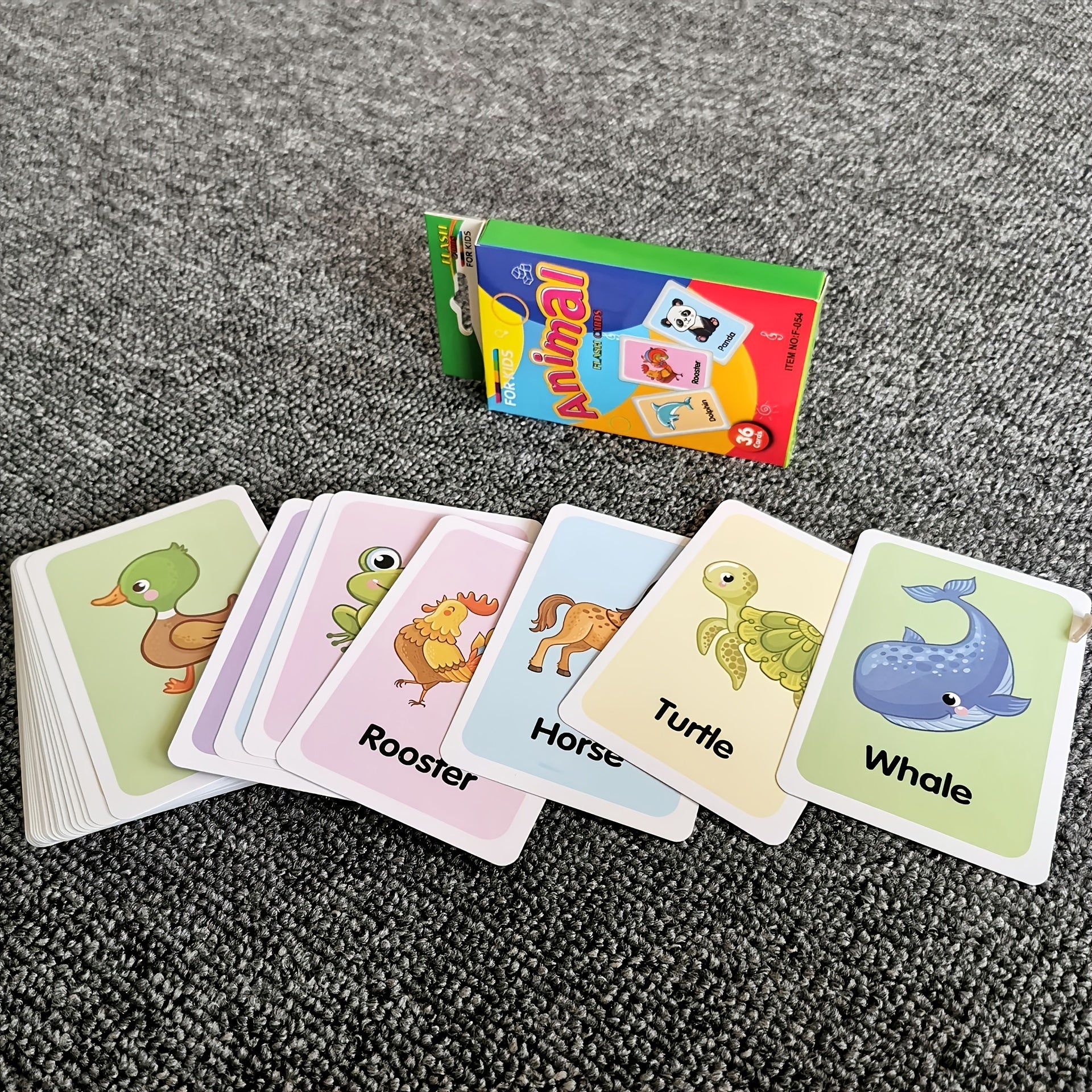Flash Cards For Toddlers - 36 Cards Alphabet Animals Fruits Colors Body Parts