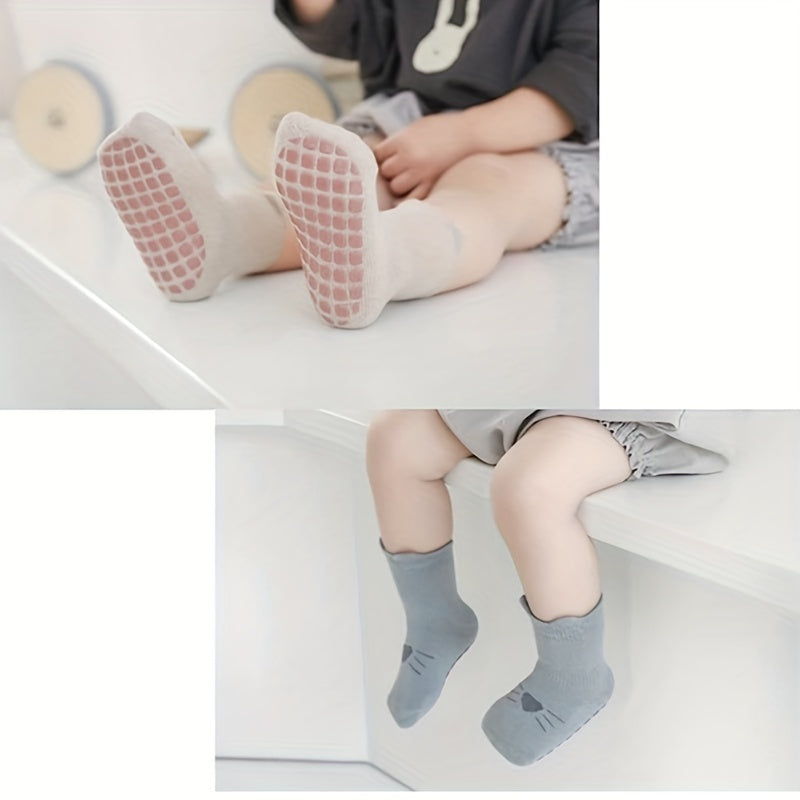 5 Pairs Baby Cotton Blend Floor Socks Animal Cartoon Non slip Breathable