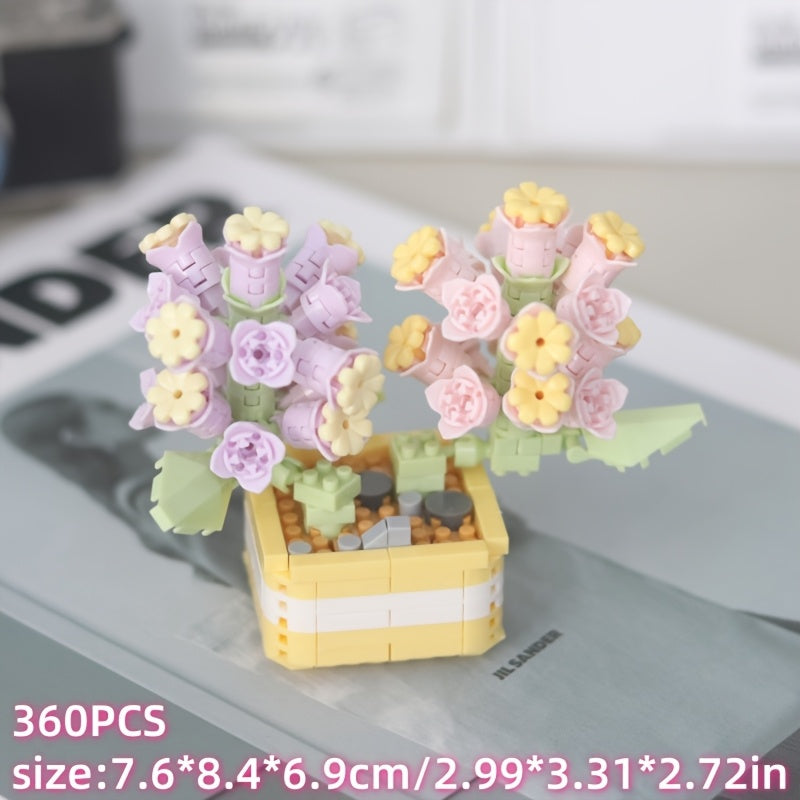 DIY Building Blocks Flower Potted Plant Toy Desktop Decorative Ornament