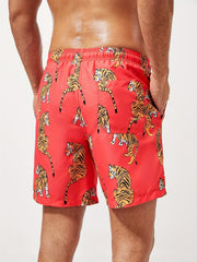 Geometric Bird Pattern Swim Trunk Men's Swimwear for Beach Pool