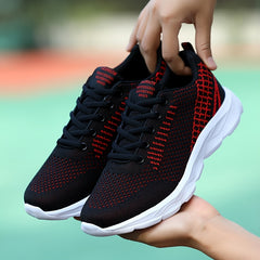 Women's Mesh Knitting Sneakers Lace-up Thick Sole Running Shoes