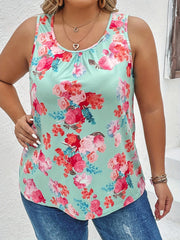 Floral Print Scoop Neck Tank Top