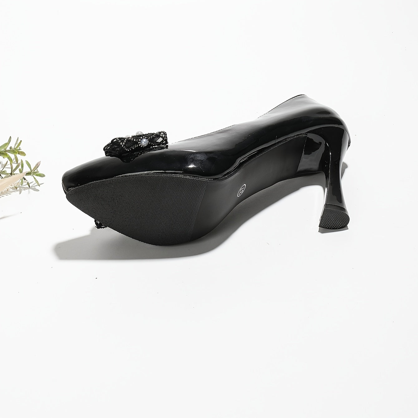 Platform High Heels Rhinestone & Faux Pearl Decor Pointed Toe Pumps