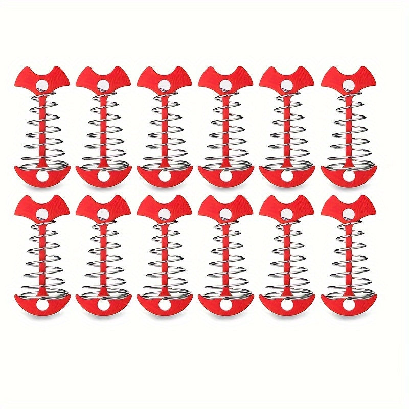 12pcs Spring Fishbone Ground Nails Camping Tent Stakes