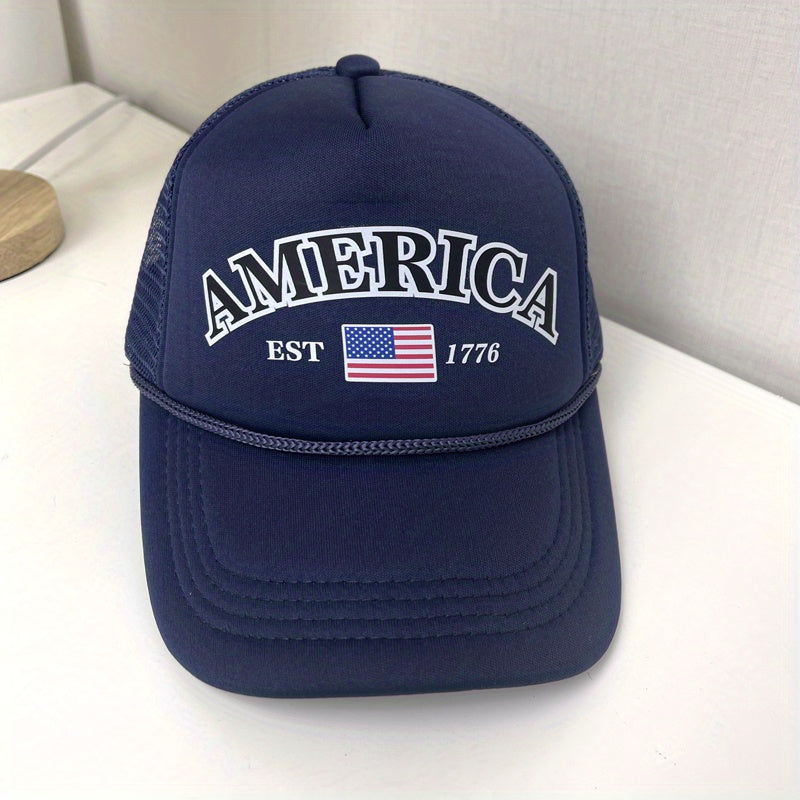 Print Trucker Hat Navy Patriotic Cap For Women & Men
